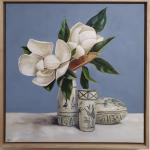 LAURA WHITE-MAGNOLIA WITH VIETNAMESE CERAMICS 51 X51CM