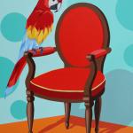 BRITTY EM – RED CHAIR WITH MACAW